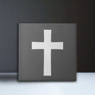 White Cross on Black Tile