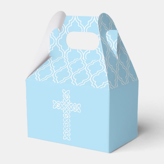 White Cross on Pale Blue First Communion Favour Bo Box (Front Side)