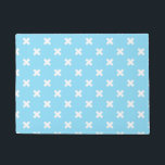 White cross stitches on baby blue doormat<br><div class="desc">White cross stitches on baby blue</div>