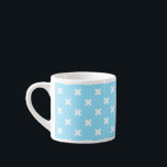 White cross stitches on baby blue espresso cup<br><div class="desc">White cross stitches on baby blue</div>