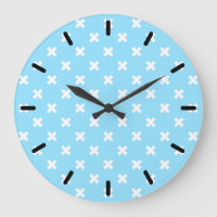 White cross stitches on baby blue