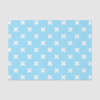 White cross stitches on baby blue