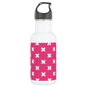 White cross stitches on fuchsia 532 ml water bottle