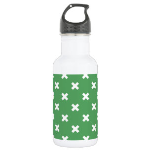 White cross stitches on green 532 ml water bottle