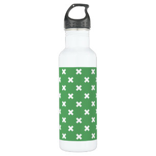 White cross stitches on green 710 ml water bottle