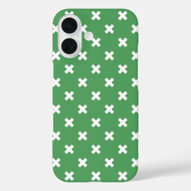 White cross stitches on green Case-Mate iPhone case (Back)