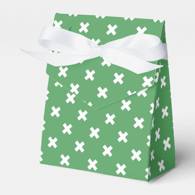 White cross stitches on green favour box (Front Side)