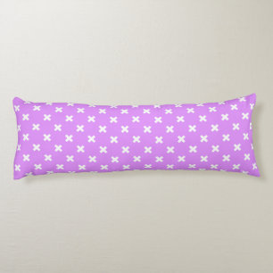 White cross stitches on lilac body cushion