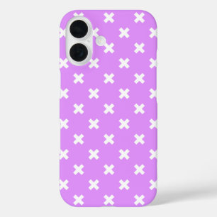 White cross stitches on lilac iPhone 16 case