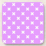 White cross stitches on lilac coaster<br><div class="desc">White cross stitches on lilac</div>