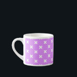 White cross stitches on lilac espresso cup<br><div class="desc">White cross stitches on lilac</div>