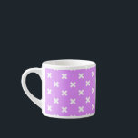 White cross stitches on lilac espresso cup<br><div class="desc">White cross stitches on lilac</div>
