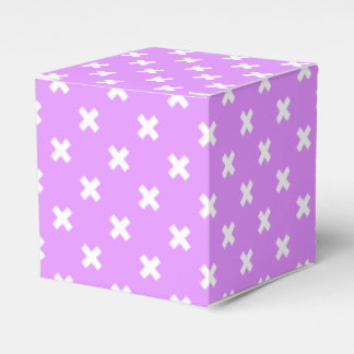 White cross stitches on lilac favour box