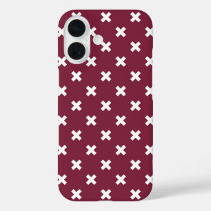White cross stitches on mulberry iPhone 16 case