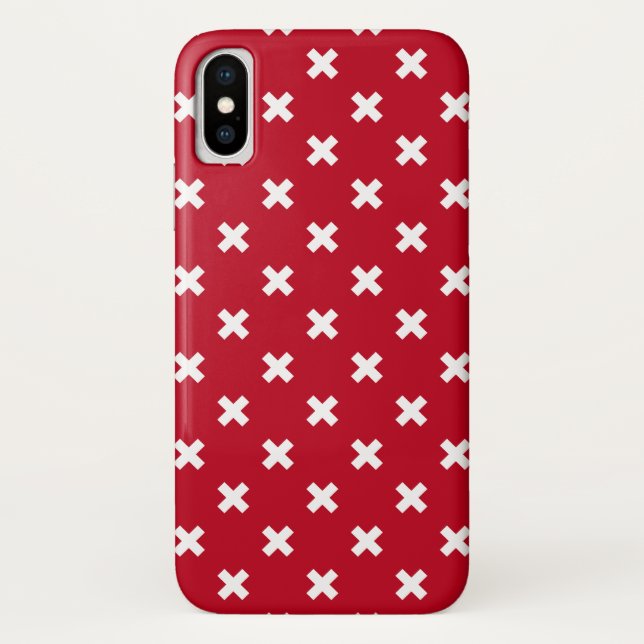 White cross stitches on red Case-Mate iPhone case (Back)