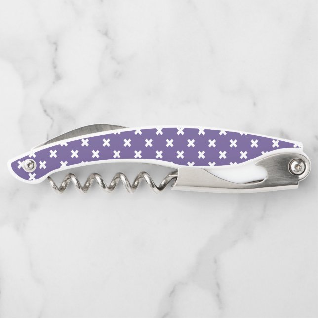 White cross stitches on ultra violet corkscrew (Back)