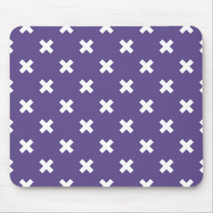White cross stitches on ultra violet mouse pad