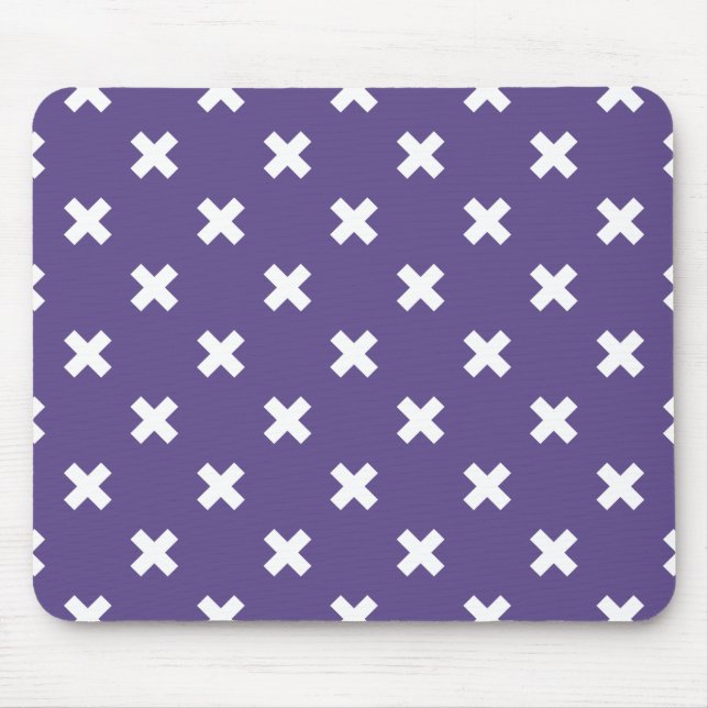 White cross stitches on ultra violet mouse pad (Front)