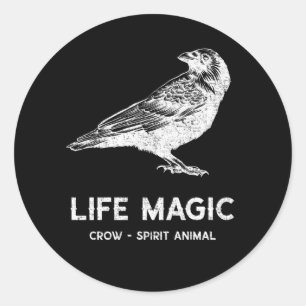 White crow spirit animal classic round sticker