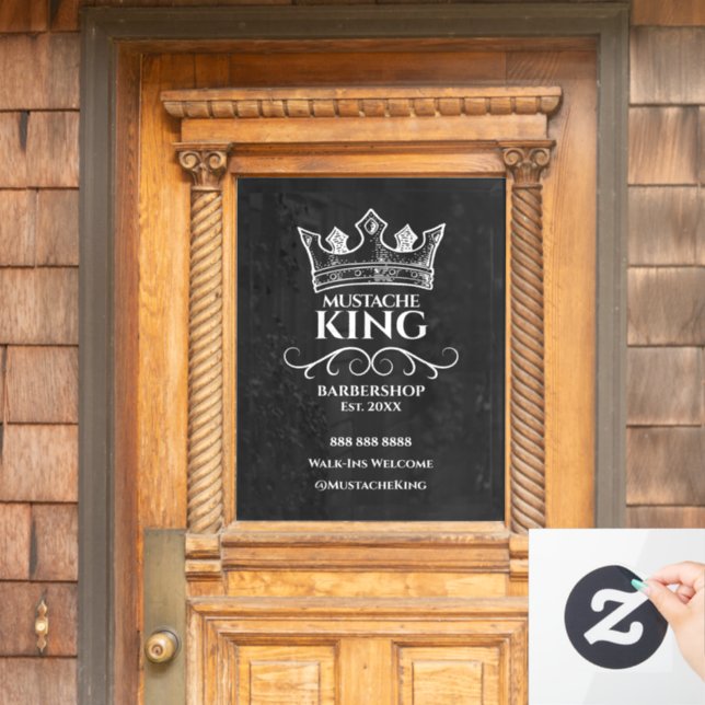 White Crown King Moustache Barbershop Business (Home Door)