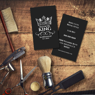 White Crown King Moustache Barbershop Business Car Card