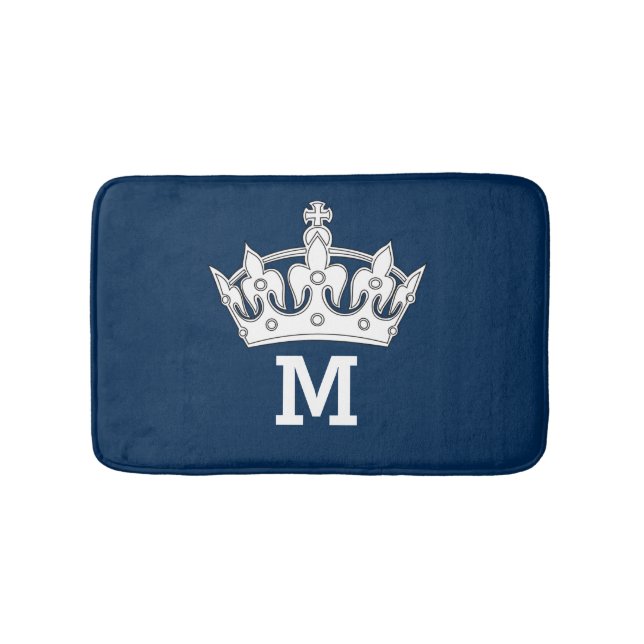 White Crown Monogram Personalised Bath Mat (Front)
