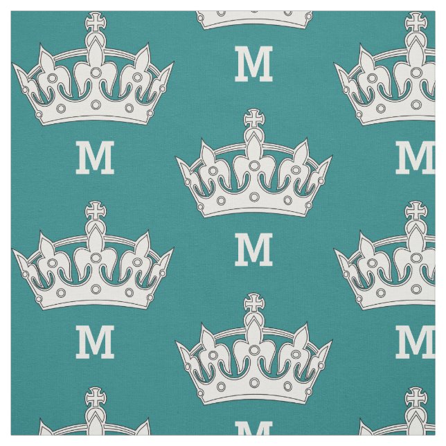 White Crown Monogram Personalised Fabric (Swatch)
