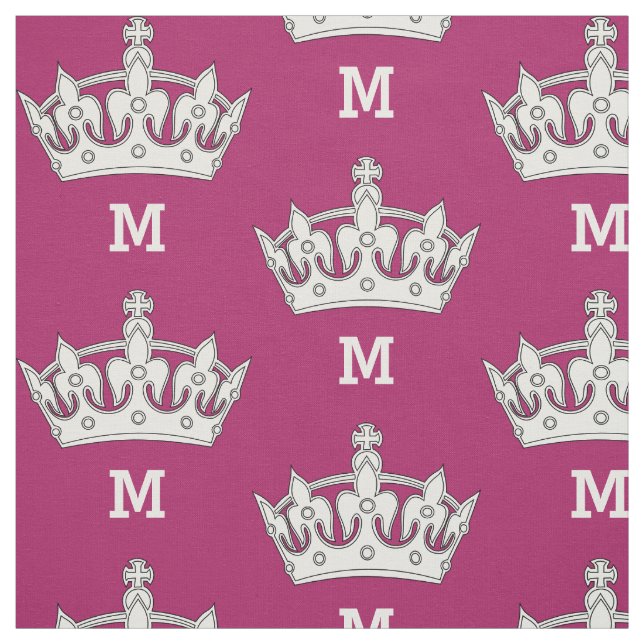 White Crown Monogram Personalised Fabric (Swatch)