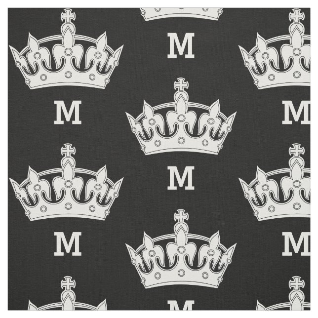 White Crown Monogram Personalised Fabric (Swatch)