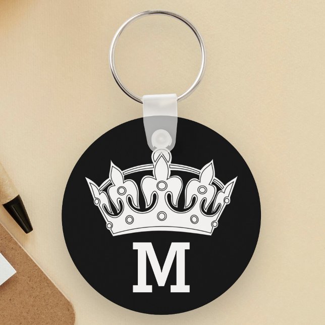White Crown Monogram Personalised Key Ring (Creator Uploaded)