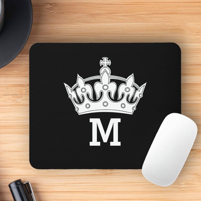White Crown Monogram Personalised Mouse Pad (Creator Uploaded)