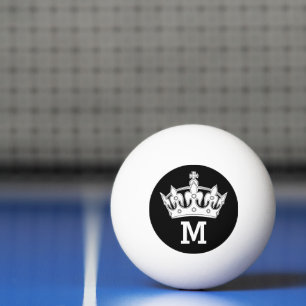 White Crown Monogram Personalised Ping Pong Ball