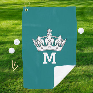 White Crown Monogram Personalized Golf Towel