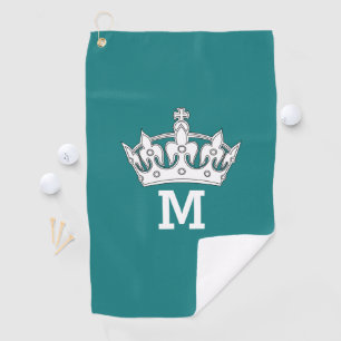 White Crown Monogram Personalized Golf Towel