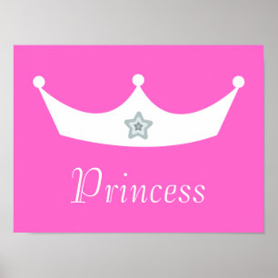 White Crown Pretty Pink Princess Customisable Poster