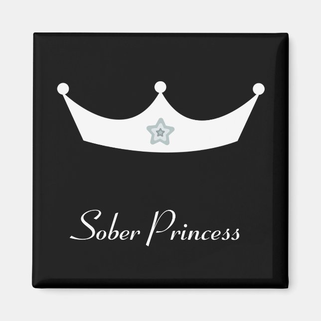White crown Sober Princess magnet (Front)