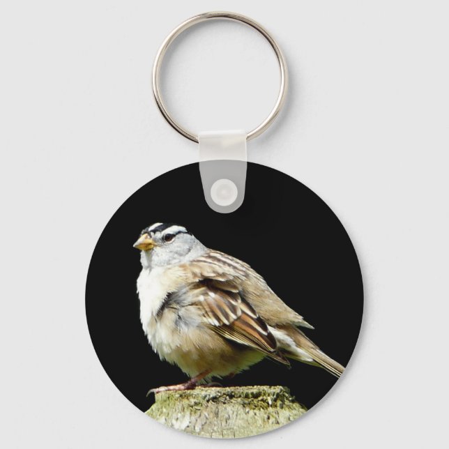 White Crowned Song Sparrow Key Ring (Front)
