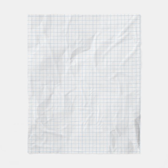 White Crumpled Paper Blue Lines Fleece Blanket (Front)
