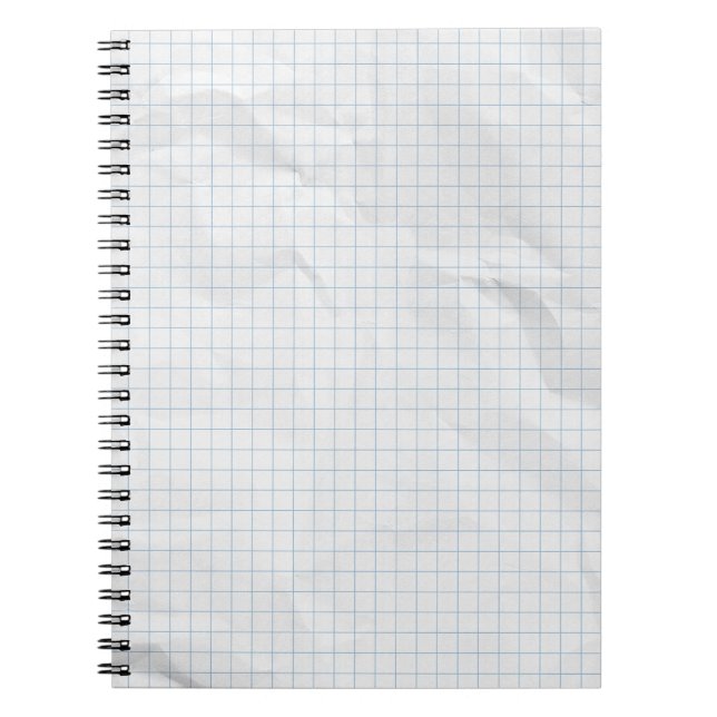White Crumpled Paper Blue Lines Notebook (Front)