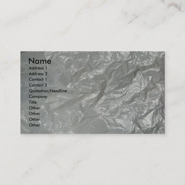 White crumpled plastic business card (Front)
