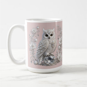 White Crystal Pearl Owl Coffee Mug