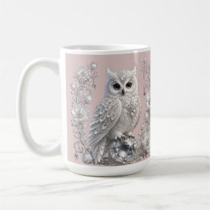 White Crystal Pearl Owl Coffee Mug