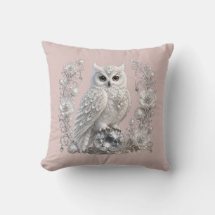 White Crystal Pearl Owl Cushion
