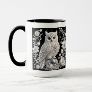 White Crystal Pearl Owl Mug
