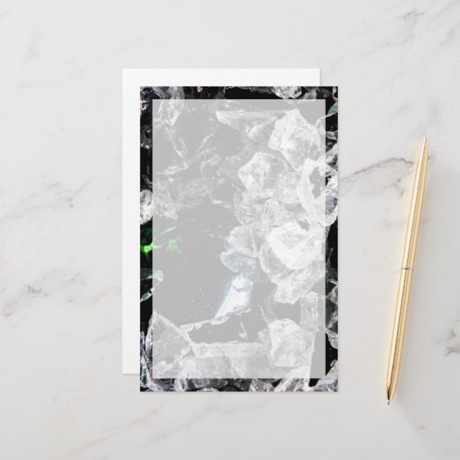 White Crystals in Black outer space Stationery (Front/Back In Situ)