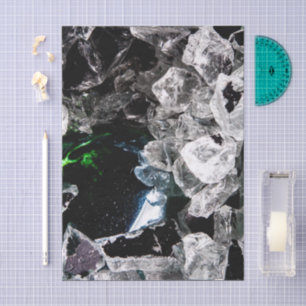 White Crystals in Black outer space Tissue Paper