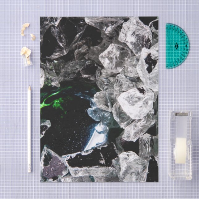 White Crystals in Black outer space Tissue Paper (Craft)