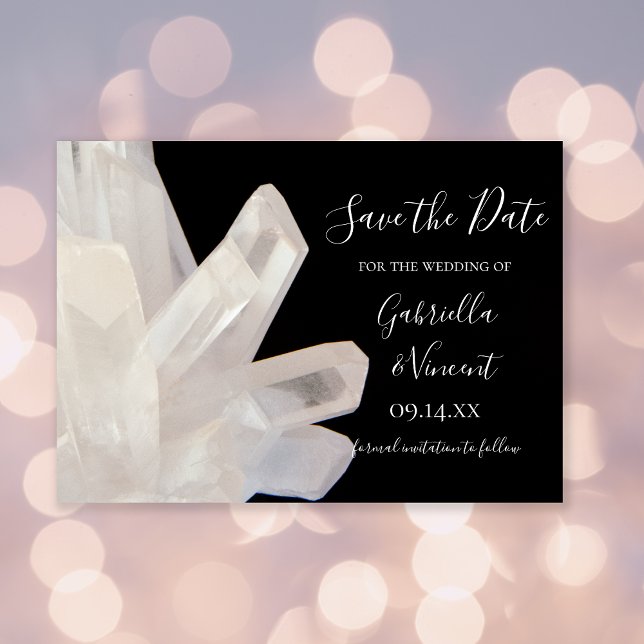 White Crystals on Black Wedding Save the Date (Creator Uploaded)