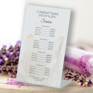 White Crystals Spa Salon Services Menu Pedestal Sign