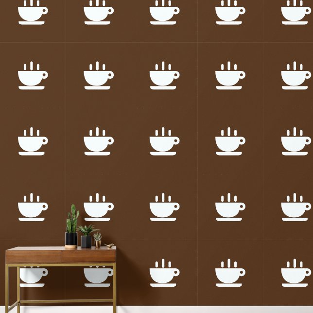  White Cup Of Java Dk Brown Kitchen  Wallpaper (Hallway)